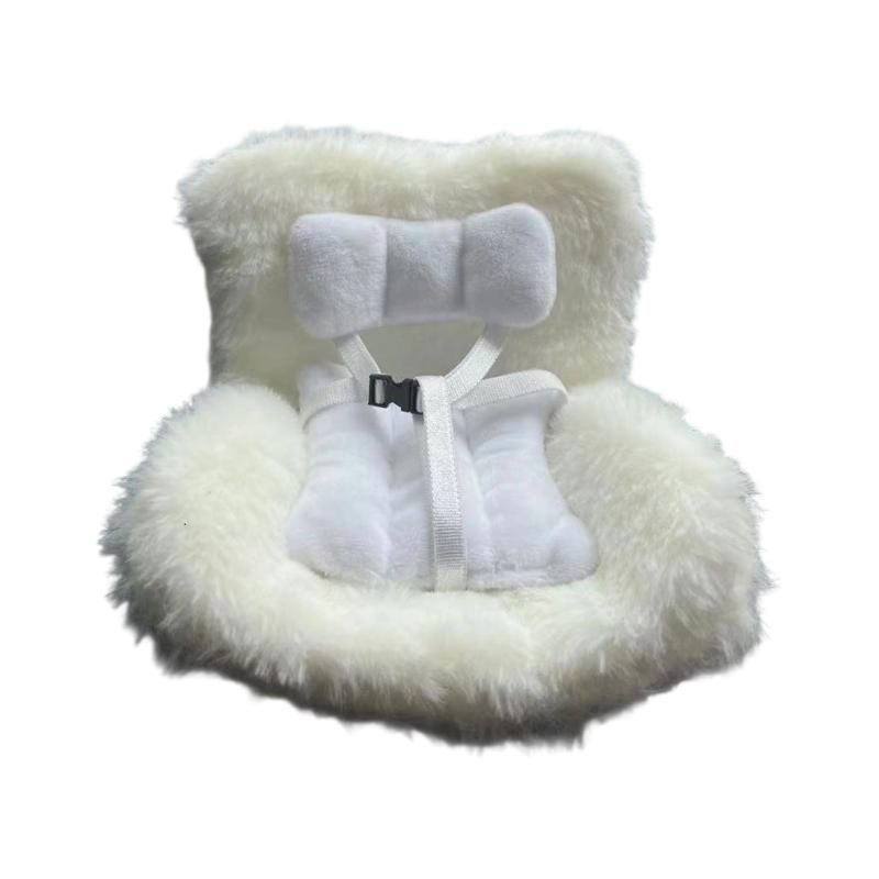 Plush Car Seat With Soft Cushion For Figure Dolls Adjustable Safety Strap Air Vent Clip Decors Collectible Accessory