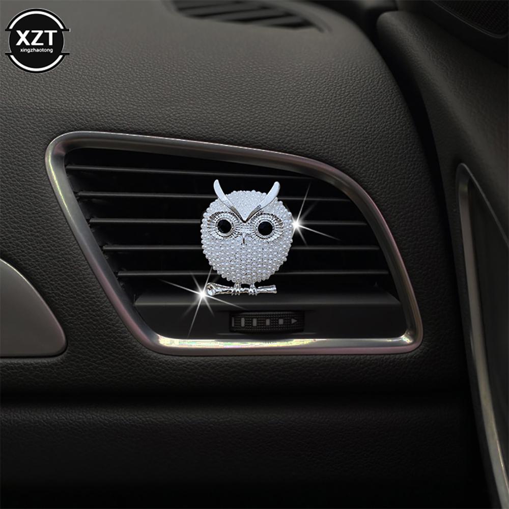 1PCS Pearl Owl Car Decoration Car Air Freshener Auto Outlet Perfume Clip Car Aroma Diffuser Ornaments Auto Interior Accessories