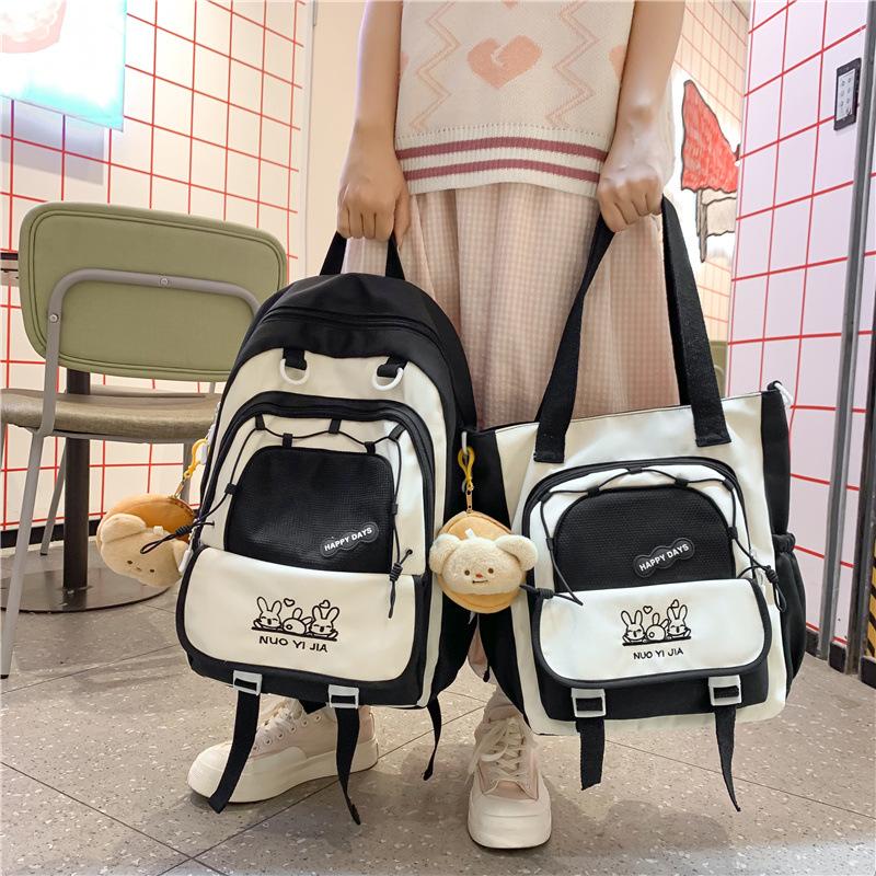 College Style Contrasting Colors Cute Middle School Students Grade 3 To 6 Small Fresh Two-piece Backpack
