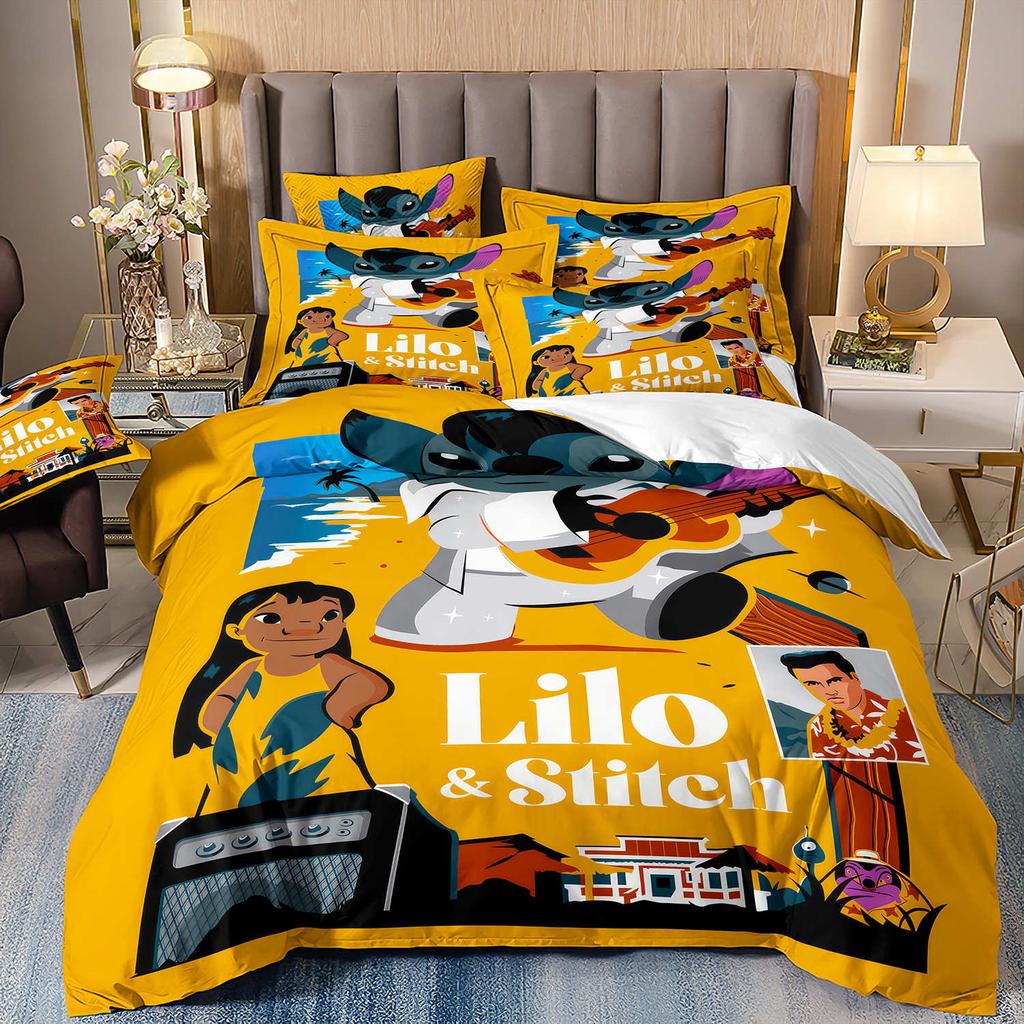 3D Digital Printing Quilt Cover Pillowcase Bedding Cartoon Three-Piece Set Home Textile Four-Piece Set
