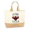 Tote Bag - PLANETEE - Holidays It's the Life - Natural Jute - Multicolor - Large Size