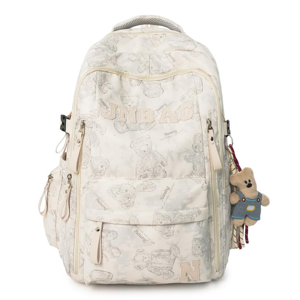 Schoolbag new backpack men's ins trendy cool large-capacity printed bear backpack Korean version of primary and secondary school schoolbag women