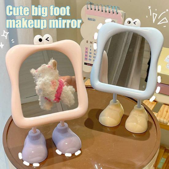 Desk Mirror with Standing Legs Square Frame with Eyes Desktop