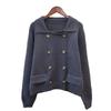 Premium lapel double-breasted sweater jacket women's autumn and winter new retro loose solid color knitted cardigan