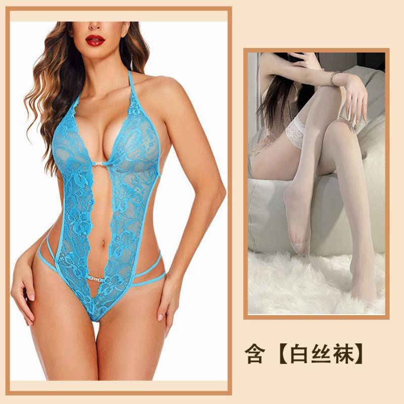 Reines Verlangen sexy Spitze Träger Hals Ausgeschnitten Leidenschaft Unterwäsche Durchsichtig Stimmung Einteiler Damen Pyjama