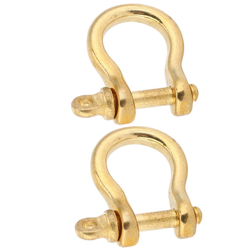 2 Set Ankerschäkel Reines Messing U Typ Fob Schlüsselanhänger Haken Goldene Verbindung Schnalle 10mm