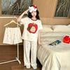 Girls' Cartoon Pajama Set - Short Sleeve, Long Pants, 3-Piece Summer Sleepwear for Kids