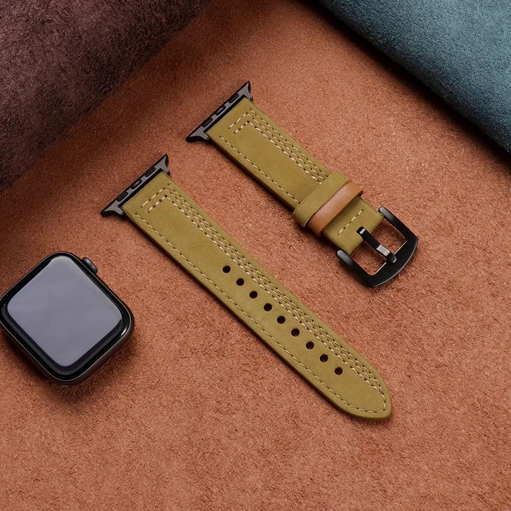 Genuine Leather loop strap For Apple watch Ultra 2 band 44mm 45mm 49mm 40mm 38/42mm 41mm bracelet iWatch series 9 8 7 3 4 5 6 se