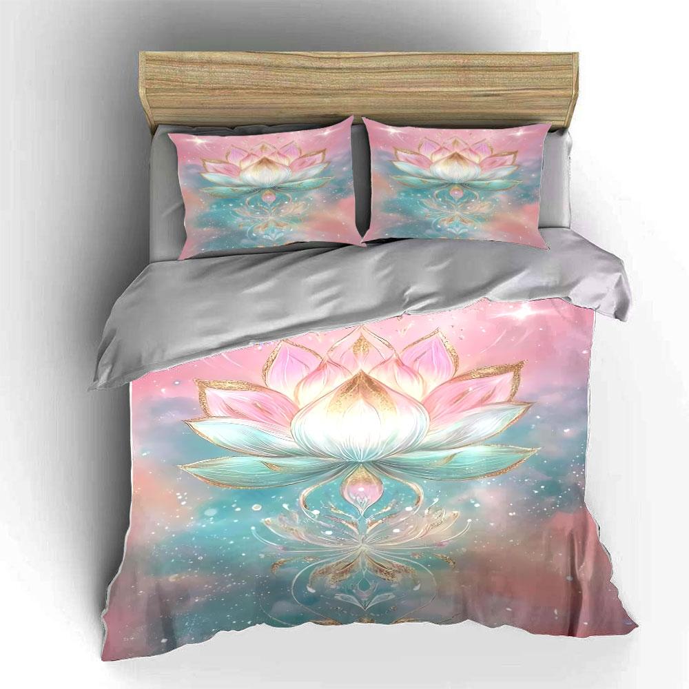 Lotus Flower Pastel Bedding Set Bedding Duvet Cover Set Duvet Cover Pillowcases (1 * Duvet Cover 2 * Pillowcases, without duvet insert)