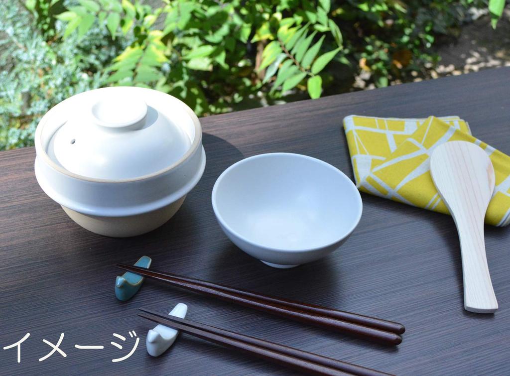 Tsukamoto (Tsukamoto) Mashiko Ware Rice Cooker, White, 1 Cup, Suitable for Single People, Kamacco, Includes Two Chopstick Rests, AKM-3