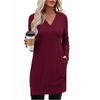 Wome's Oversized Hooded Dress For Women, Casual, Long Sleeves, V-neck, Hoodie With Pockets