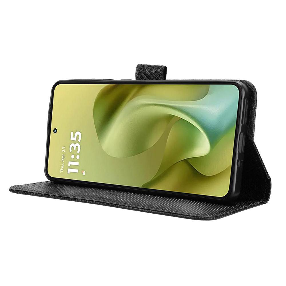 For Motorola Moto G86 Power 5G Leather Wallet Case with Strap Diamond Texture Phone Cover