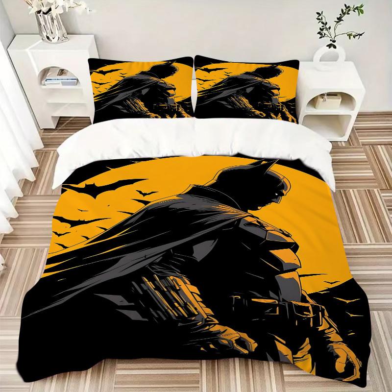 3pcs Batman Bedding Set, Soft Polyester Duvet Cover and Pillowcases Machine Washable Seasons all suitable & Guest Room Decor290