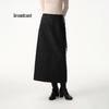 Women's Black High-Waisted Draped A-Line Midi Skirt