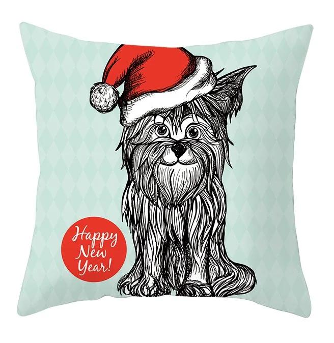 Büro Sitzkissenbezug Weihnachten Hund Schneemann Cartoon Muster Mode Kissen Weihnachtshülle Luxuriöse Heimdekoration
