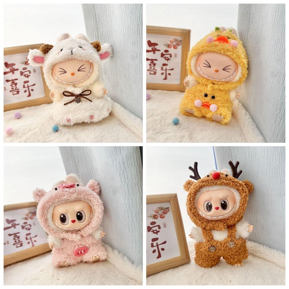 

Sheep Duck Sitting Labubu Time Cloth Animal Series 17cm Plush Dolls Clothes Kids Girls Toys коричневий