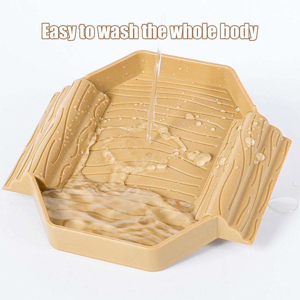 new Turtle Water Bowl Anti-Slip Reptile Pool Dish 2-in-1 Stain-Resistant Turtle Bathing And Feeding Tub For Snake Gecko Tortoise