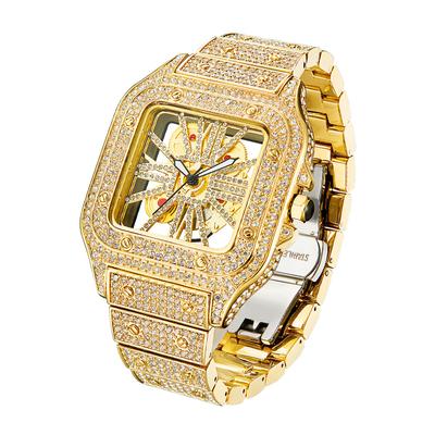 THAI W86 New  Fashion Square Men's Watches Luxury Hollow Hip Hop Full Diamond Metal Waterproof Male Quartz Clock Watch Gift