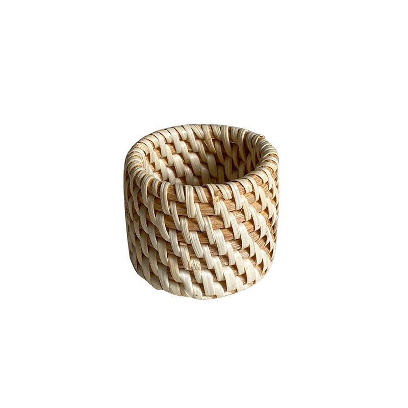 Nordic Style, Pure Handmade, Wicker Woven and Autumn Wicker Woven Restaurant Dining Ring, Handmade Tissue Ring, Mouth Cloth Ring, Square Towel Ring