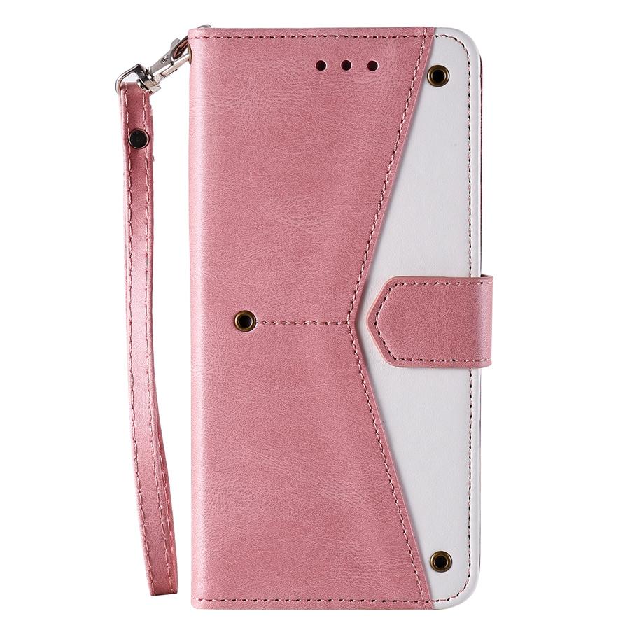Chic Two-tone Wallet Phone Cases with Card Holder Compatible with iPhone 17 16 15 14 13 12 Samsung Galaxy S25 S24 S23 A56 A55 A54 Handstrap Flip Cover