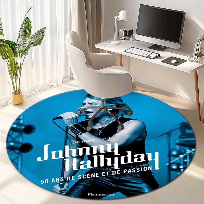 French legendary rock singer and actor Johnny Hallyday Round Carpet Soft Home Decoration Corridor Table and Chair Anti slip Outdoor Floor Mat rug H1