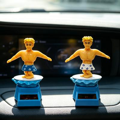Surfer Boy Solar Car Nodding Toy, Cartoon Bobblehead for Dashboard, Auto Swing Shaking Figure for Office Desk