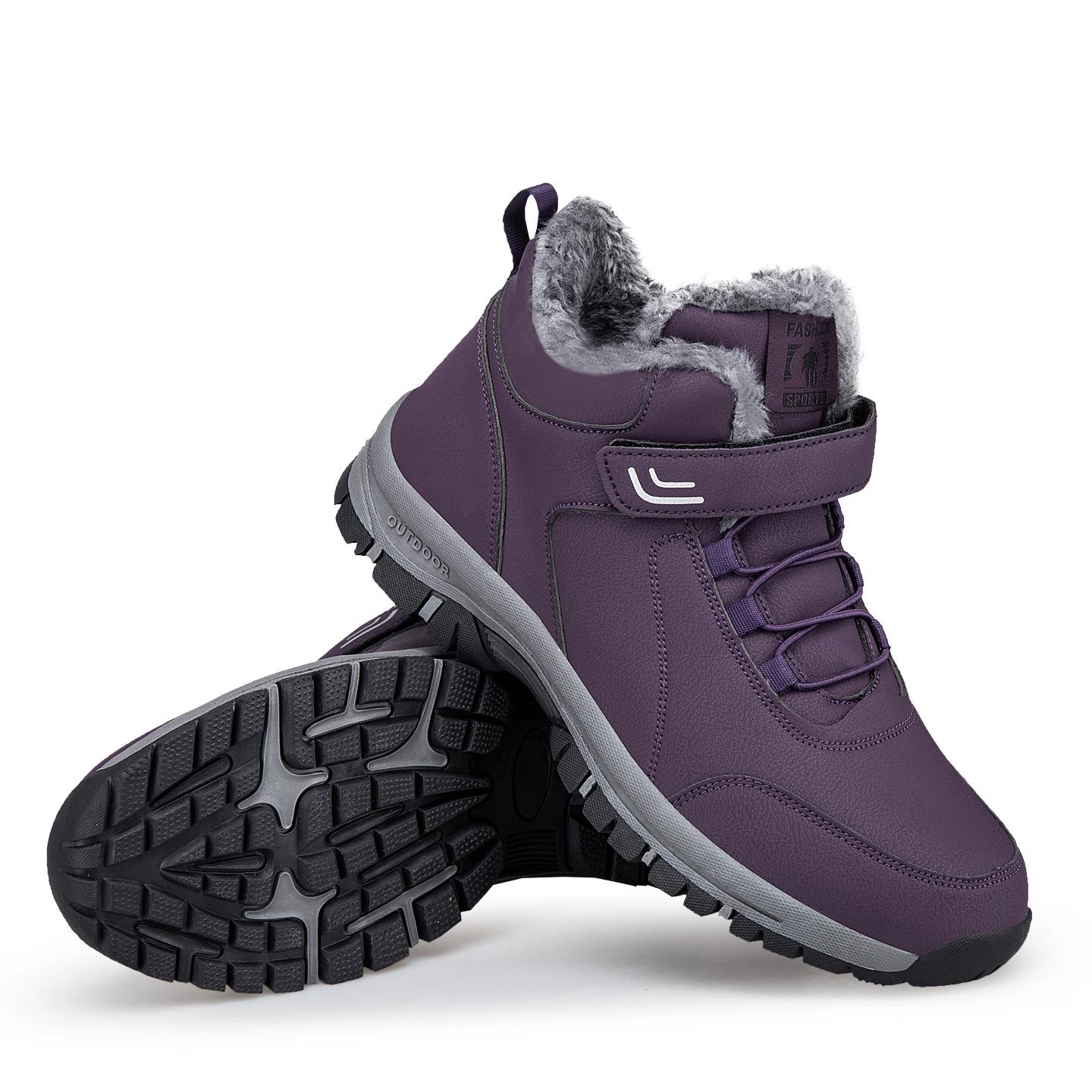 Winter high-top velvet cotton shoes casual dad sports casual shoes snow shoes medium walking shoes 41 фиолетовый