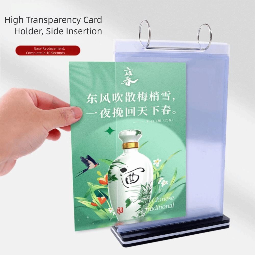 Clear PVC Poster Holder Sturdy Base Tabletop Loose-leaf Rack Menu Display Stand  Dining-table