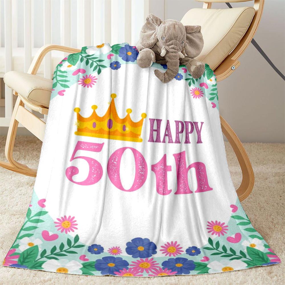 1pc 50th Birthday Celebration Blanket Soft and Warm for Sofa Office Camping Travel Livingroom Great Gift for Friends and Family Comfortable