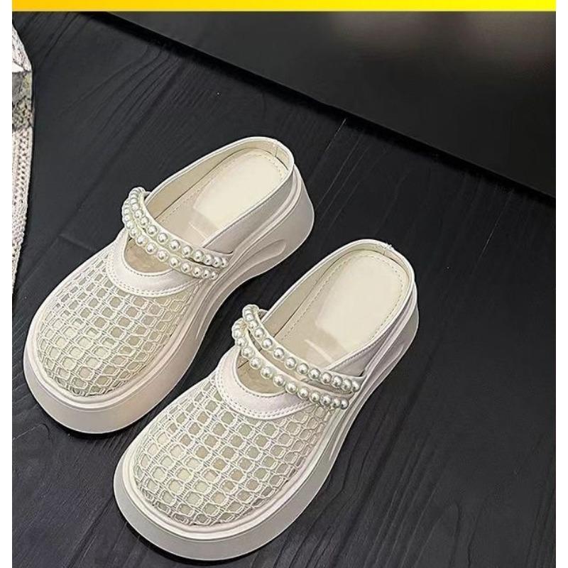 

Sandals with Thick Soles, Head Covering Shoes, Half Slippers, Breathable Shoes 40 бежевий