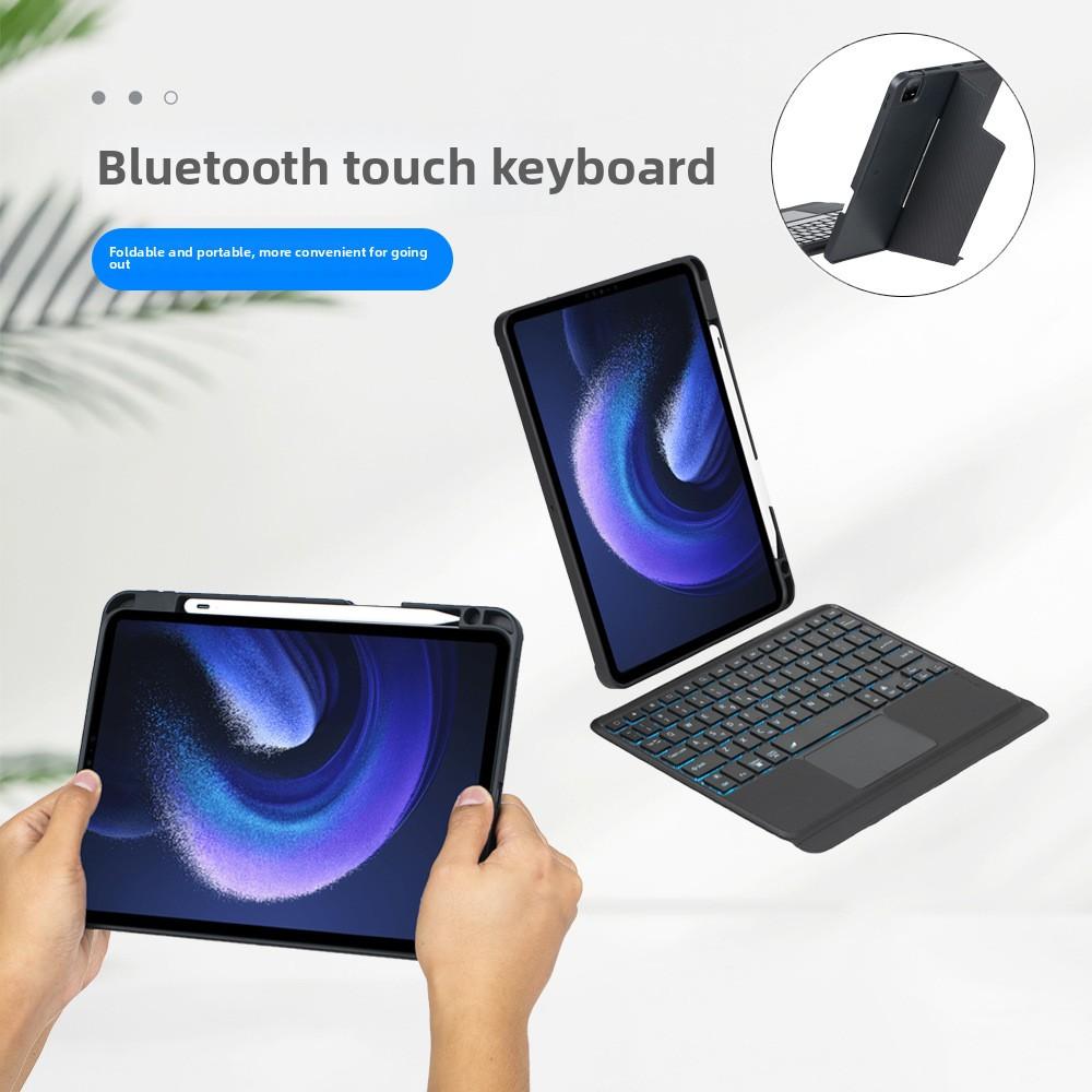 Leather Keyboard Case for Xiaomi Pad 5 6Pro 11 Inch Magnetic Detachable with Touch Control Bluetooth Keyboard