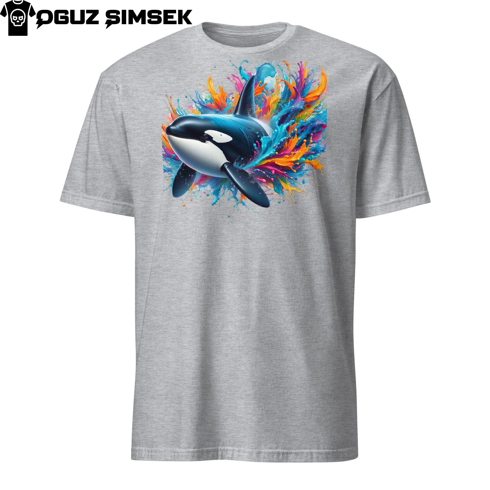 Vibrant Orca Killer Whale Unisex T-Shirt Mens Womens Tees Top | Colorful Splash Design | Animal Tee S