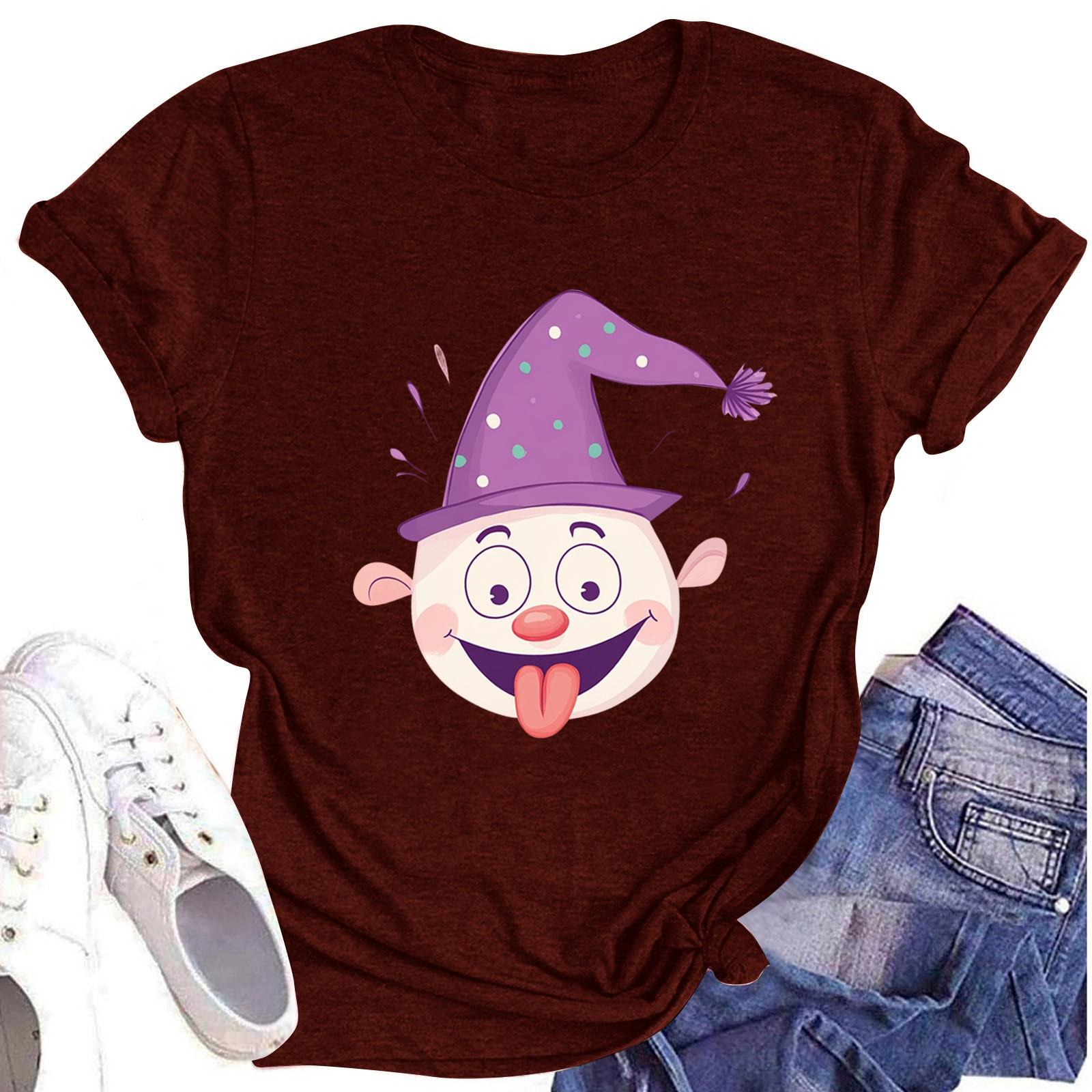 

Женская повседневная футболка с короткими рукавами и круглым вырезом с принтом и буквенным топом S винный