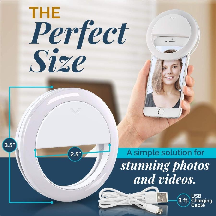 GearLight Selfie Ring Light for Computer or Phone iPhone Compatible LED Lighting for Laptop Webcam Video Recording Rechargeable