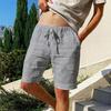 Summer Men's Cotton Linen Breathable Shorts Hawaii Beach Pants Male Solid Color Trousers Loose Versatile Streetwear