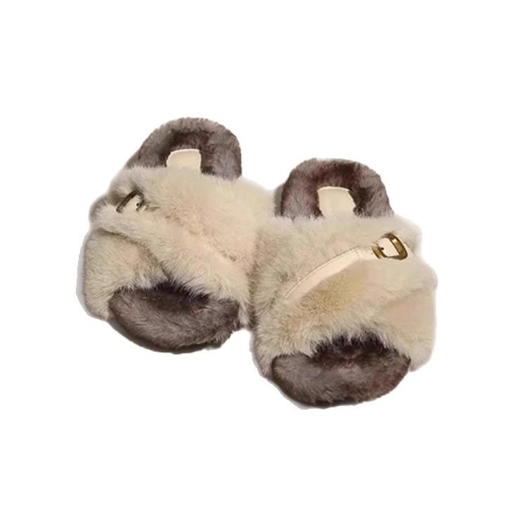 Internet Celebrity Mao Mao Slippers Women Wear 2025 New Autumn and Winter Thick Bottom Cross Home Drag Fairy Wind Maternity Cotton Slippers