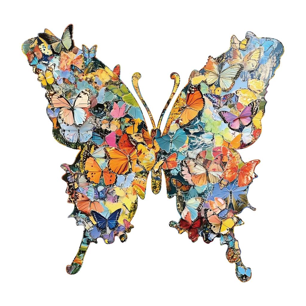 Irregular Butterfly Wooden Puzzle Jigsaw Toy Brain Teaser Game Art Decor and Stress Relief Gift for Puzzle Lovers