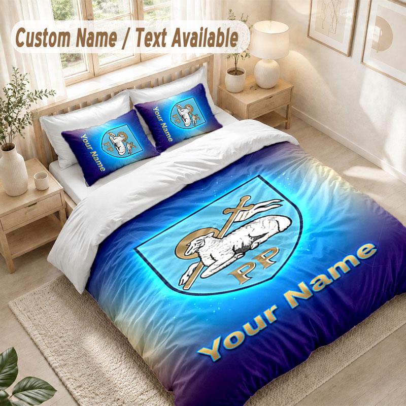 Custom Name Bedding Set 3 PiecesPreston North End Print Duvet Cover + 2 Pillowcases Soft Bed Decor
