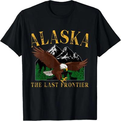 Vintage Alaska Mountain The Last Frontier Eagle Alaska Lover T-Shirt
