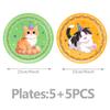 Cat-Themed Birthday Party Tableware Set: Disposable Tablecloth, Plates & Cups