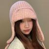 Korean-Style Photogenic Pink Knitted Wool Hat: Women's Warm, Ear-Protecting, Versatile Ski Hat for Autumn/Winter