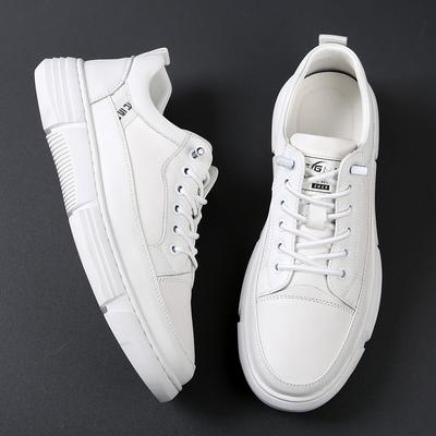 Fashion Luxury Brand Men's Shoes Genuine Leather Italian Casual Shoes White Elegantes Lace-up Skateboard Shoes Tenis Masculino Walking