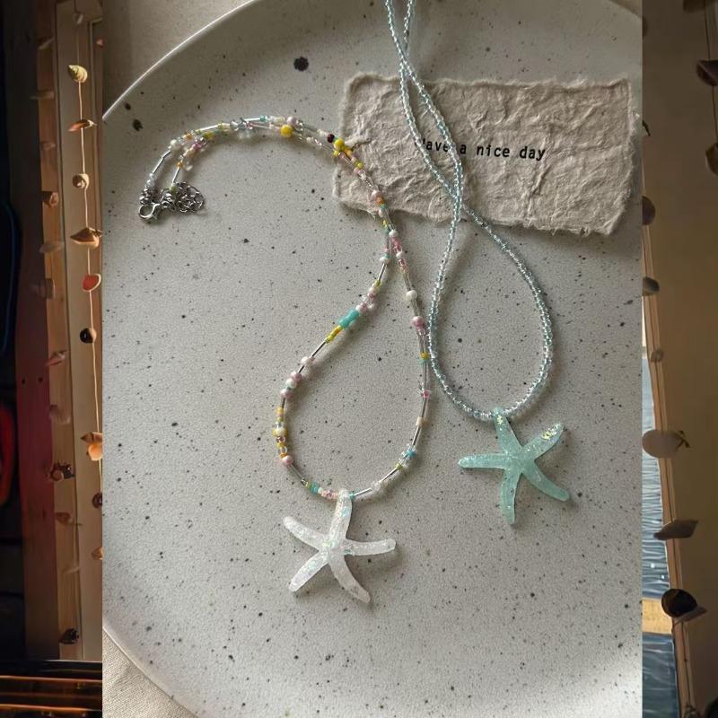Seaside Vacation Wind~ Dopamine Color Starfish Necklace Female Y2K Sweet Cool Spice Girl Clavicle Niche Versatile Accessories