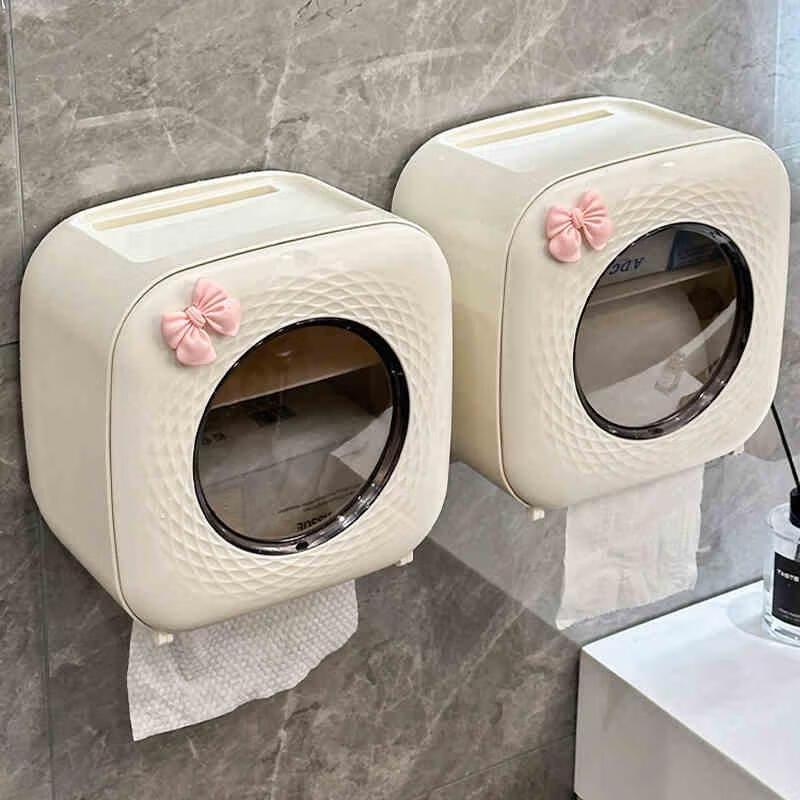 AIGE Wall-Mounted Toilet Tissue Box & Roll Holder Set