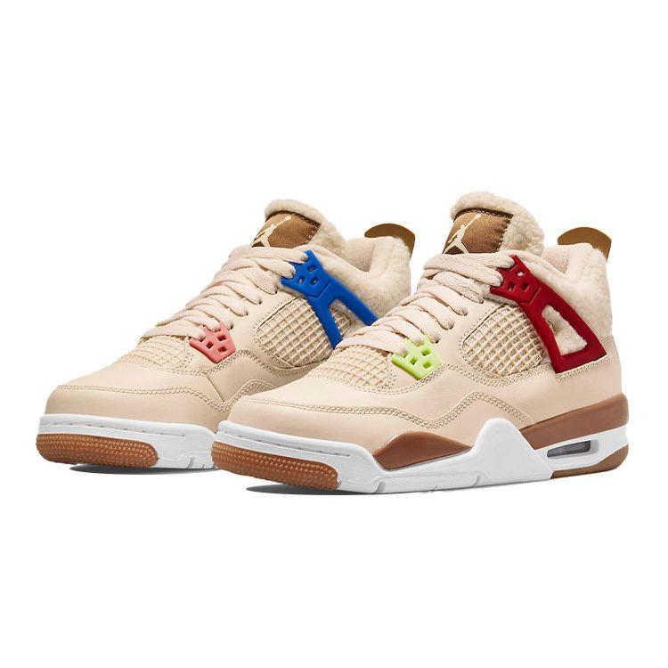 Air Jordan 4 Retro GS Wild Things Kids Sneakers Cream Sail University-Red DH0572-264