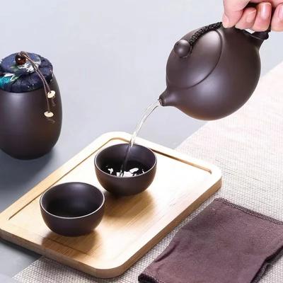 Travel Tea Set Carrying Bag Purple Clay Drinkware Cup Tools Teacup Gift Portable Pot China Sets Full Teaware Kitchen Dining Bar