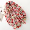 Damen Koreanischer Stil Rosa Blumen Gaze Schal/Stola für Frühling/Sommer - Leichtes Reise-, Strand- und Sonnenschutz-Wrap