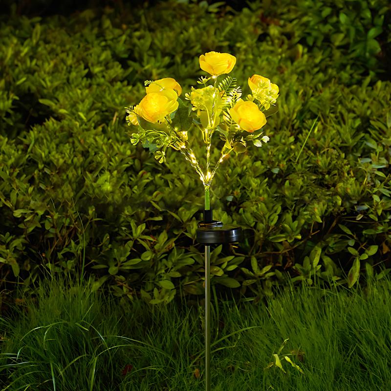 Solar Garden Lawn Lamp Camellia Buds Flower Lantern For Outdoor Yard Patio Flowers Light Holiday Party Solar Lighting Decoration