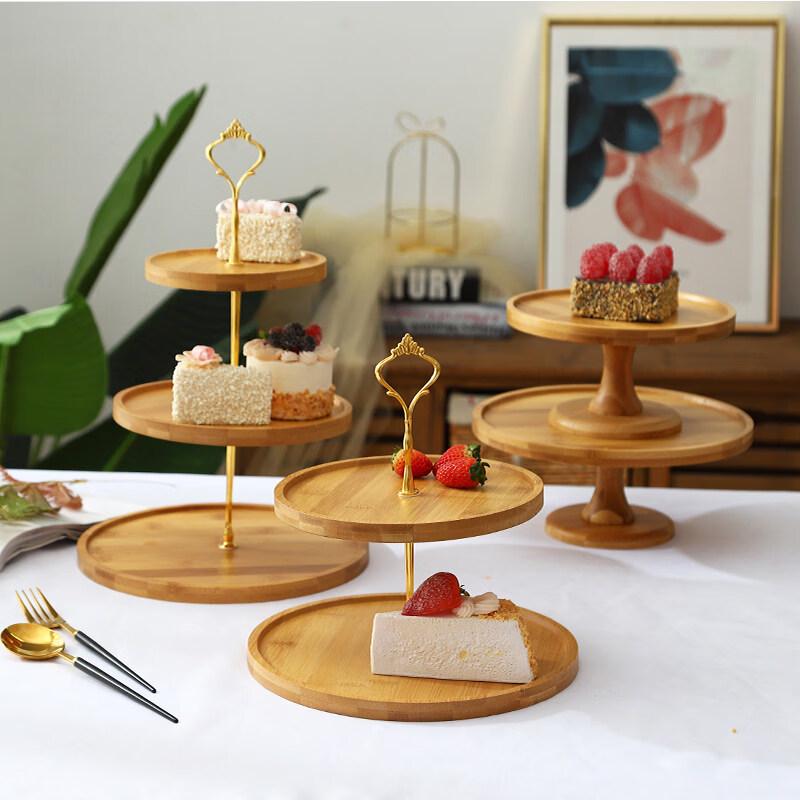 Bamboo Dessert Display Stands & Cake Trays