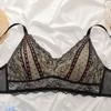 Sexy Ultra-Thin Eyelash Lace Plus Size French Lingerie Large Breasts Show Small Anti-Sagging Vest Bra